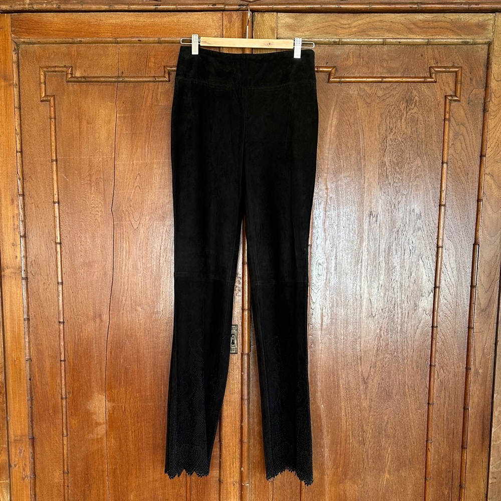 Boss Hugo Boss Lambskin Black Laser Cut Lace Bottom Trousers